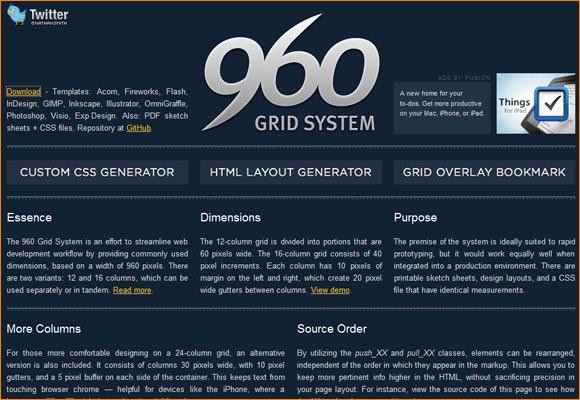 960 Grid System Webseite