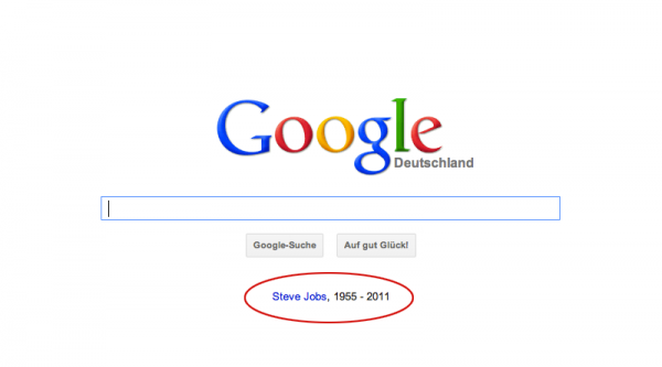 Steve Jobs auf Google Startseite