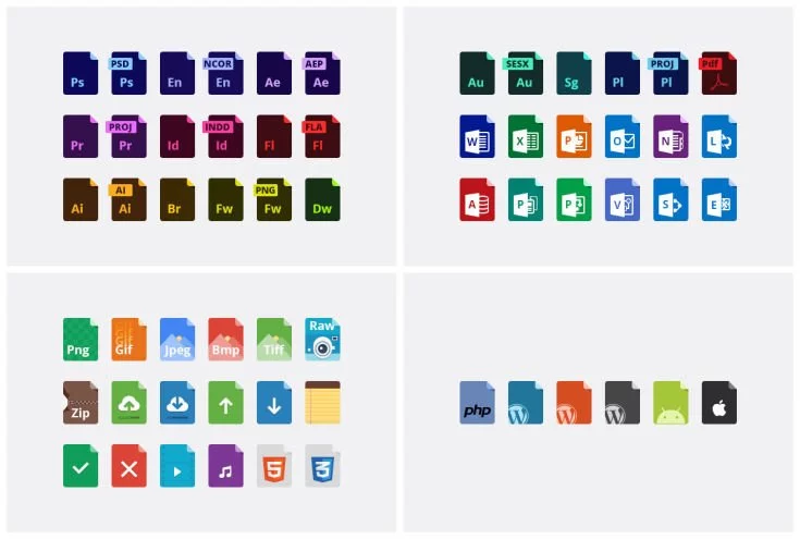 60 File-Type Icons von PSDBooster.com