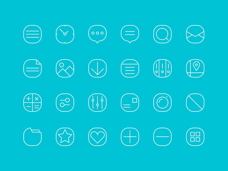 20 Line-Icons für Web und UI Design